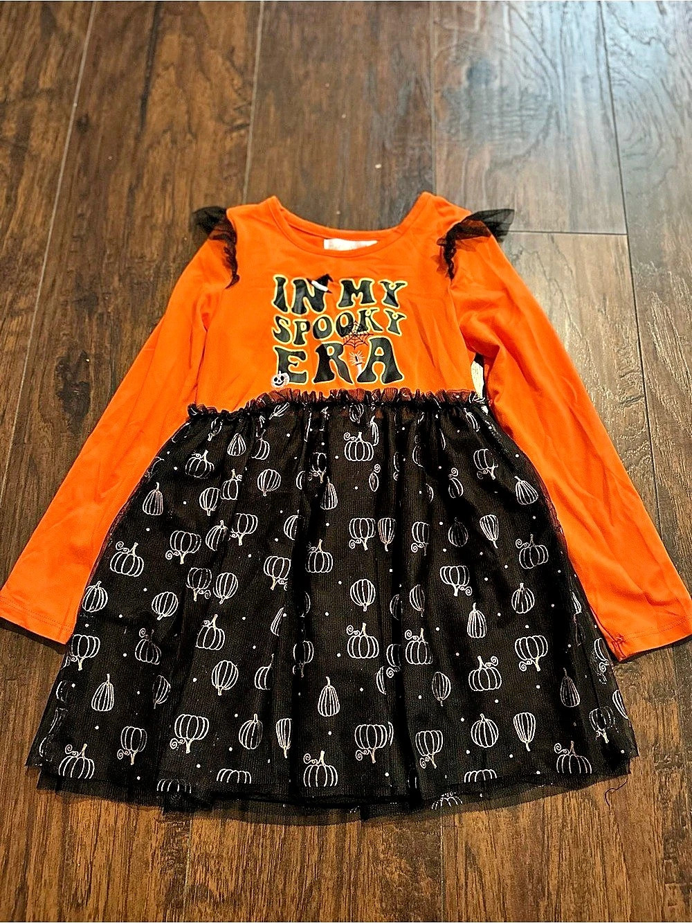 Maude & Michelle Girls Size 5 Orange & Black Halloween Dress Like New